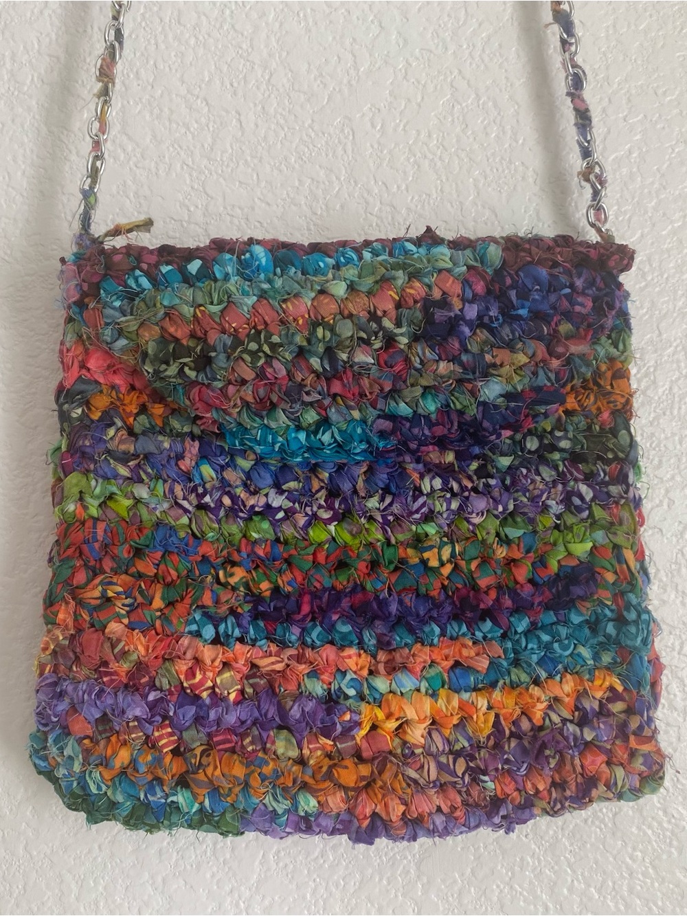 Rag-weave chain link shoulder bag